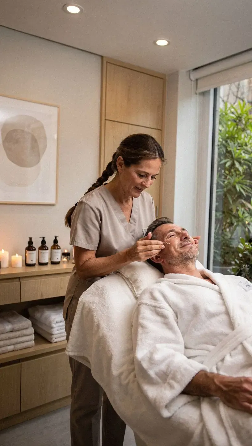 Entspannende Spa-Landschaft mit warmen Lichtern und beruhigenden Wasserfällen für Erholung in Deutschland.